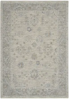 5' X 8' Beige and Gray Floral Power Loom Area Rug