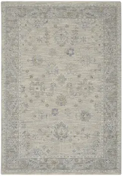 5' X 8' Beige and Gray Floral Power Loom Area Rug