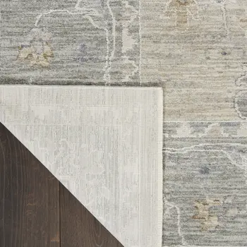 5' X 8' Beige and Gray Floral Power Loom Area Rug