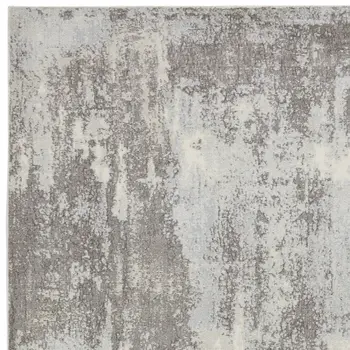4' X 6' Gray Ivory and Light Blue Abstract Non Skid Area Rug