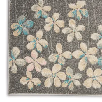 6' X 9' Beige And Gray Floral Area Rug