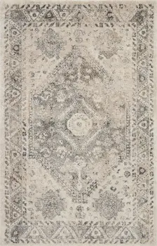 4' X 6' Cream and Gray Medallion Distressed Area Rug