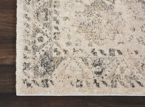 4' X 6' Cream and Gray Medallion Distressed Area Rug