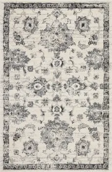 4' X 6' Cream and Gray Floral Medallion Distressed Area Rug