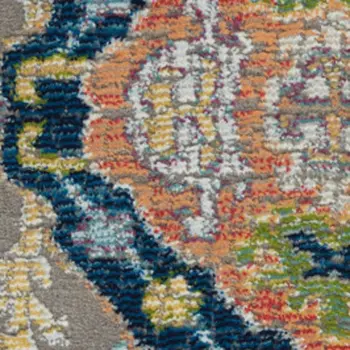 4' X 6' Ivory Gray and Orange Floral Distressed Non Skid Area Rug