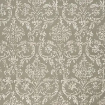 8' X 10' Olive Green and Ivory Damask Distressed Non Skid Area Rug