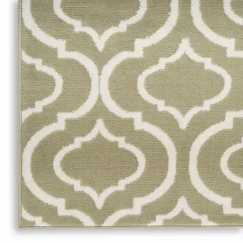 8' X 10' Olive Green and Ivory Trellis Non Skid Area Rug