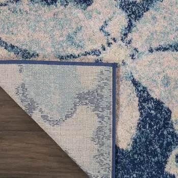 6' X 9' Navy Blue and Ivory Floral Area Rug