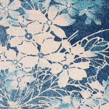 6' X 9' Navy Blue and Ivory Floral Area Rug