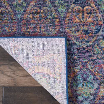 4' X 6' Navy Blue and Orange Ogee Distressed Non Skid Area Rug