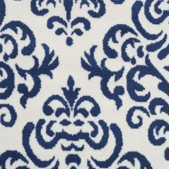 6' Navy Blue and Orange Ogee Distressed Non Skid Runner Rug
