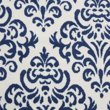 6' Navy Blue and Orange Ogee Distressed Non Skid Runner Rug