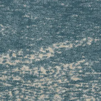 6' Ivory Navy Blue and Yellow Floral Distressed Non Skid Runner Rug