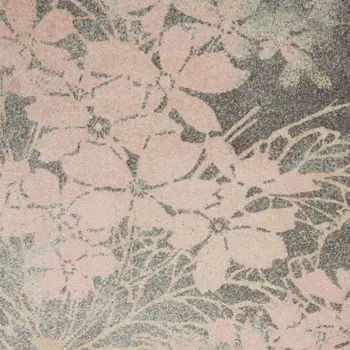 5' X 7' Gray And Pink Floral Area Rug