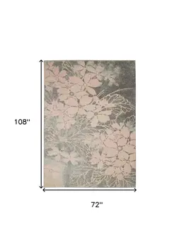 6' X 9' Gray And Pink Floral Area Rug