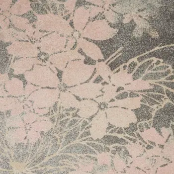 6' X 9' Gray And Pink Floral Area Rug