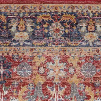 4' X 6' Blue and Red Oriental Distressed Non Skid Area Rug