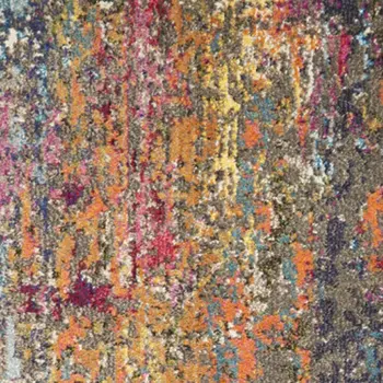 10' Blue and Orange Abstract Non Skid Runner Rug