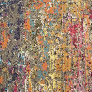 10' Blue and Orange Abstract Non Skid Runner Rug