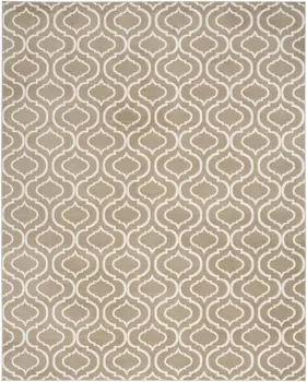 8' X 10' Taupe and Ivory Trellis Non Skid Area Rug
