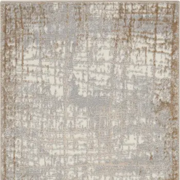 7' X 10' Beige And Gray Geometric Distressed Area Rug
