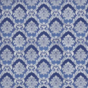 8' X 10' Blue and Ivory Damask Distressed Non Skid Area Rug