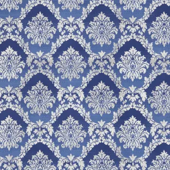 8' X 10' Blue and Ivory Damask Distressed Non Skid Area Rug