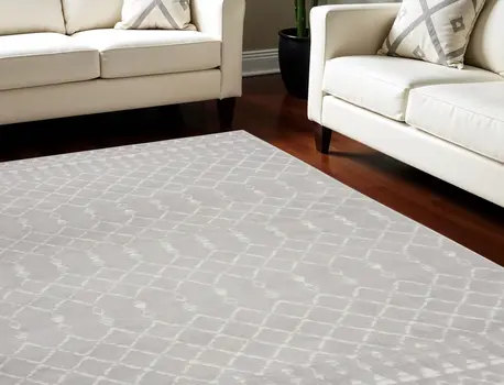 8' X 10' Gray and Ivory Moroccan Distressed Non Skid Area Rug