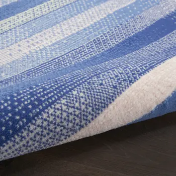 8' X 10' Ivory Tan and Blue Abstract Distressed Non Skid Area Rug