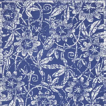 8' X 10' Ivory and Navy Blue Floral Distressed Non Skid Area Rug