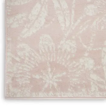 8' X 10' Pink and Ivory Floral Distressed Non Skid Area Rug