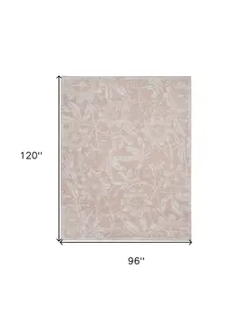 8' X 10' Pink and Ivory Floral Distressed Non Skid Area Rug
