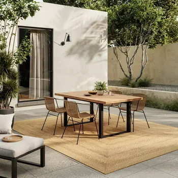 6' X 9' Natural And Brown Handmade Indoor Outdoor Area Rug