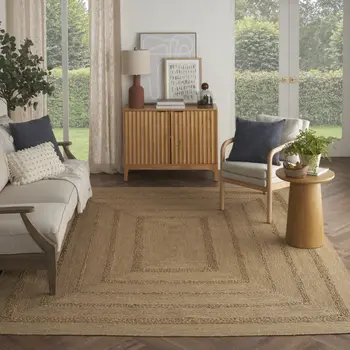 6' X 9' Natural And Brown Handmade Indoor Outdoor Area Rug