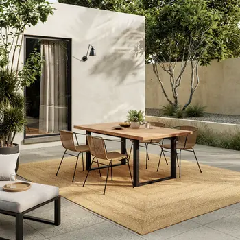 8' X 10' Natural And Brown Handmade Indoor Outdoor Area Rug