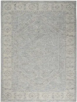 8' X 10' Teal and Ivory Floral Power Loom Area Rug