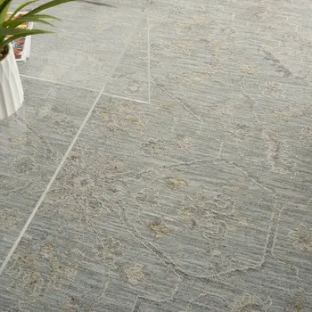 8' X 10' Teal and Ivory Floral Power Loom Area Rug