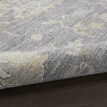 8' X 10' Gray and Ivory Floral Power Loom Area Rug
