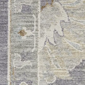 8' X 10' Gray and Ivory Floral Power Loom Area Rug