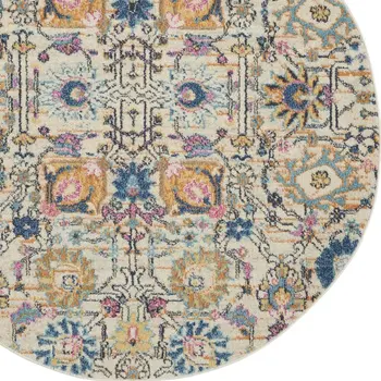 8' X 10' Gray and Ivory Floral Power Loom Area Rug
