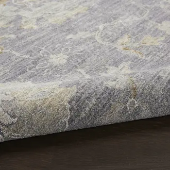 8' X 10' Gray and Ivory Floral Power Loom Area Rug