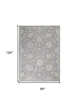 8' X 10' Gray and Ivory Floral Power Loom Area Rug