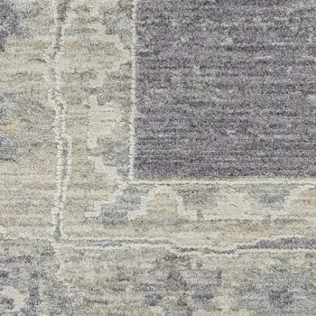 8' X 10' Gray and Ivory Floral Power Loom Area Rug