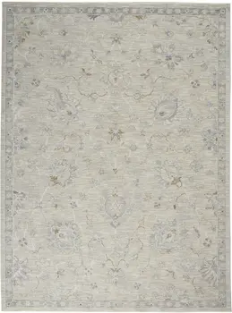 8' X 10' Gray and Blue Floral Power Loom Area Rug