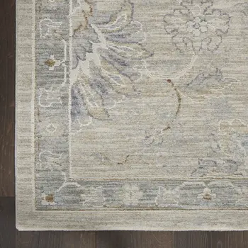 8' X 10' Beige And Gray Floral Medallion Area Rug