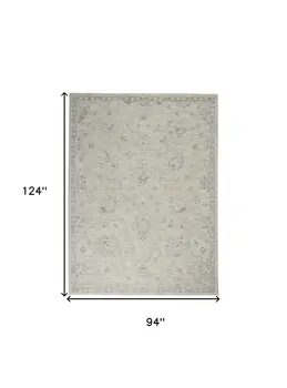 8' X 10' Gray and Blue Floral Power Loom Area Rug