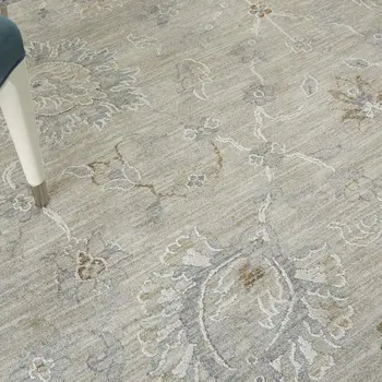 8' X 10' Beige And Gray Floral Medallion Area Rug