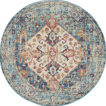 8' X 10' Beige And Gray Floral Medallion Area Rug