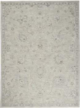 8' X 10' Gray and Blue Floral Power Loom Area Rug