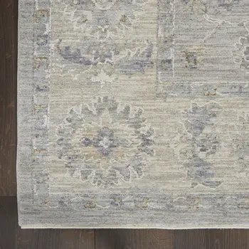8' X 10' Ivory and Gray Floral Power Loom Area Rug